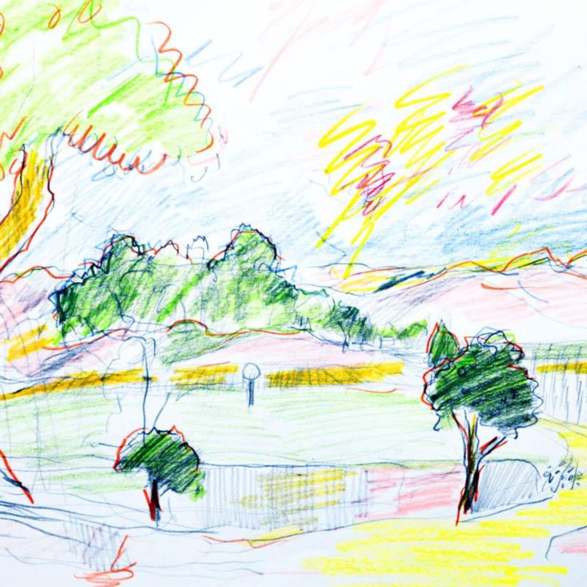 Wayne Ensrud, "Niebaum-Coppola Vineyard, Napa Valley" Pencil Original Artwork; Hand Signed; COA
