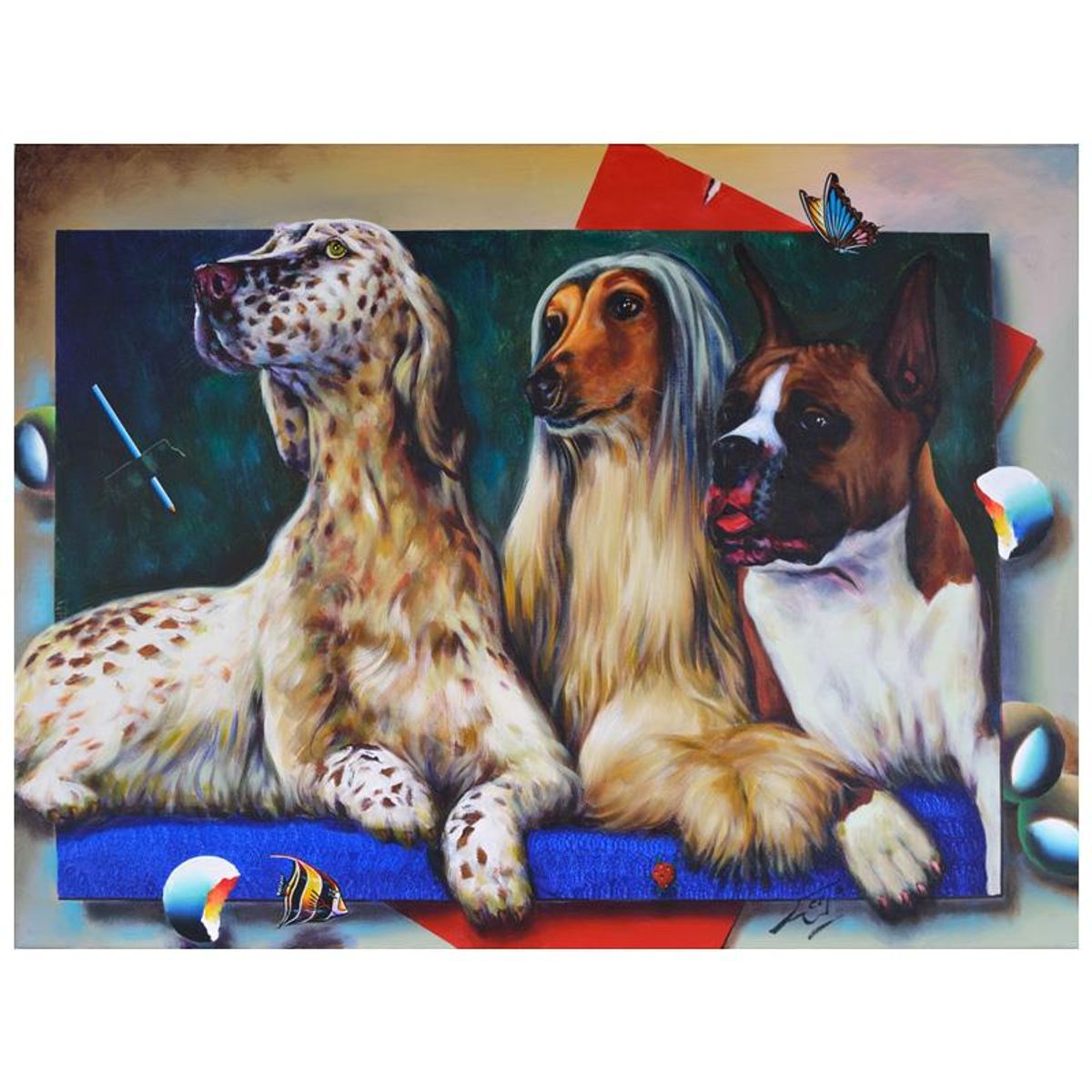Ferjo, "Portrait of Love" Original Painting on Canvas, Hand Signed with Letter of Authenticity.
