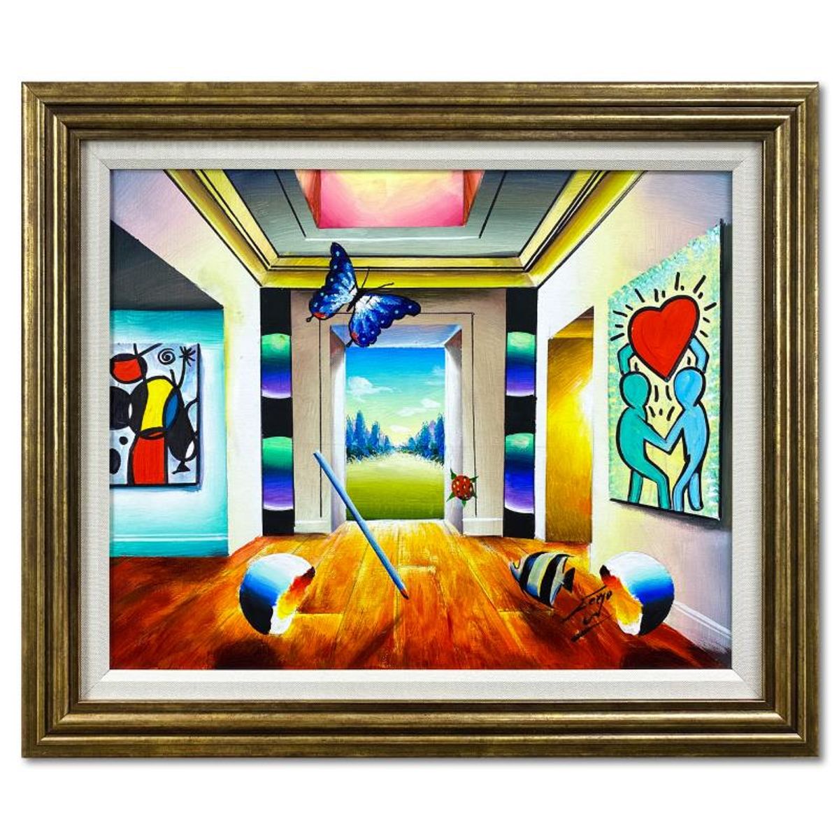 Ferjo, Framed Original Oil Painting on Canvas, Hand Signed with Letter of Authenticity