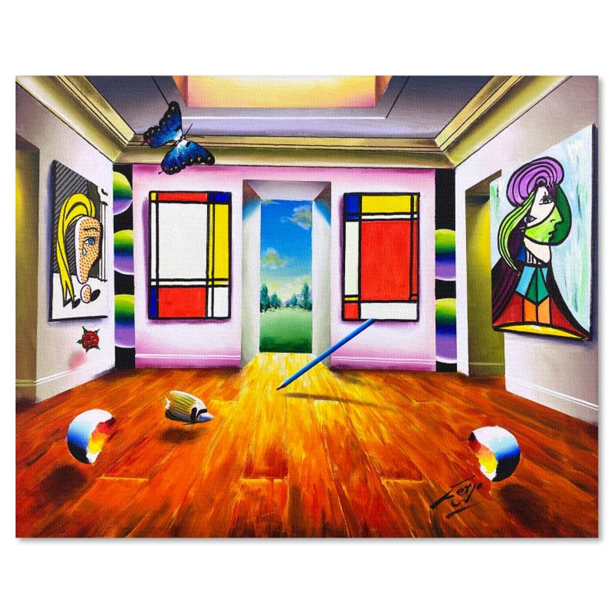 Ferjo, Original Oil Painting on Canvas, Hand Signed with Letter of Authenticity