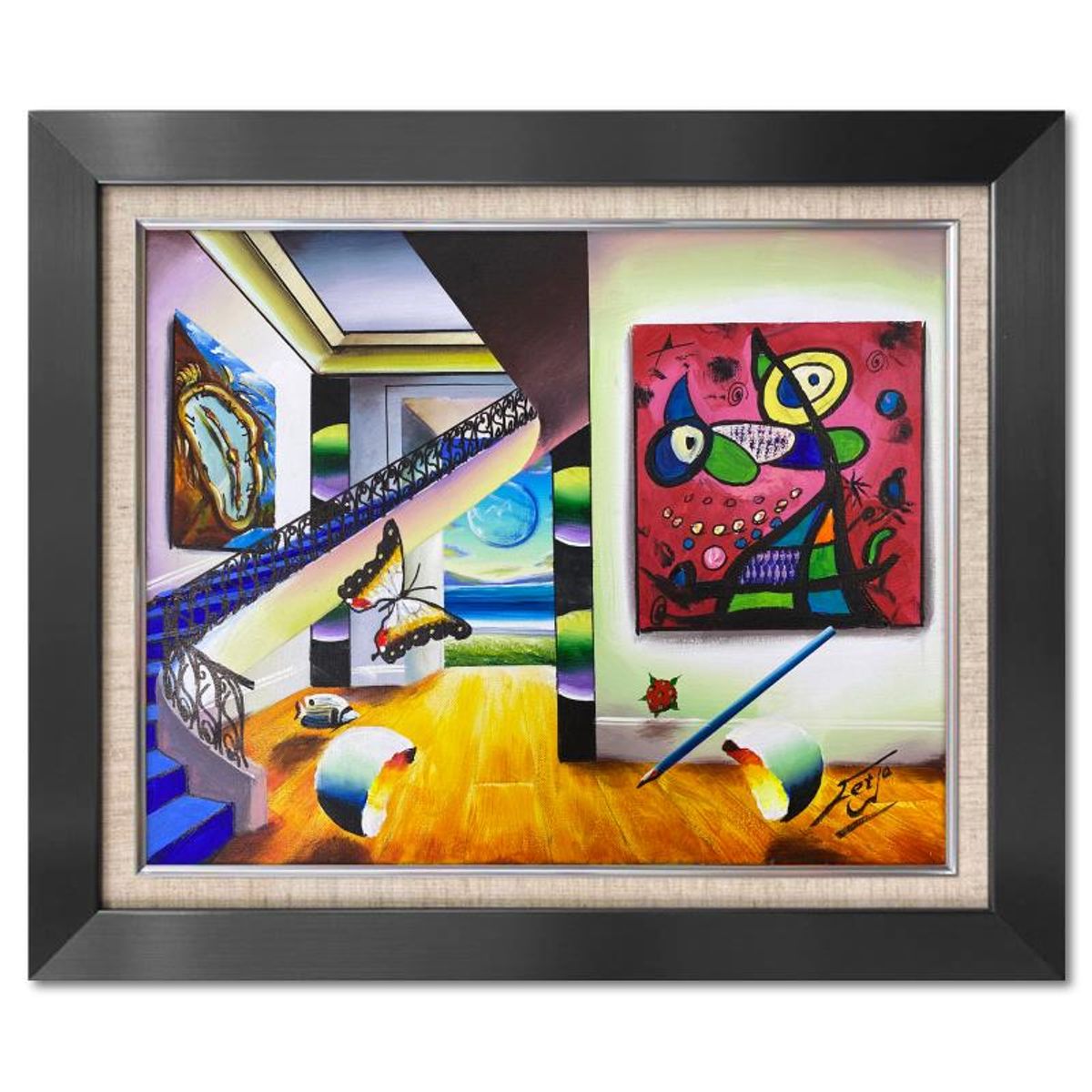 Ferjo, Framed Original Oil Painting on Canvas, Hand Signed with Letter of Authenticity