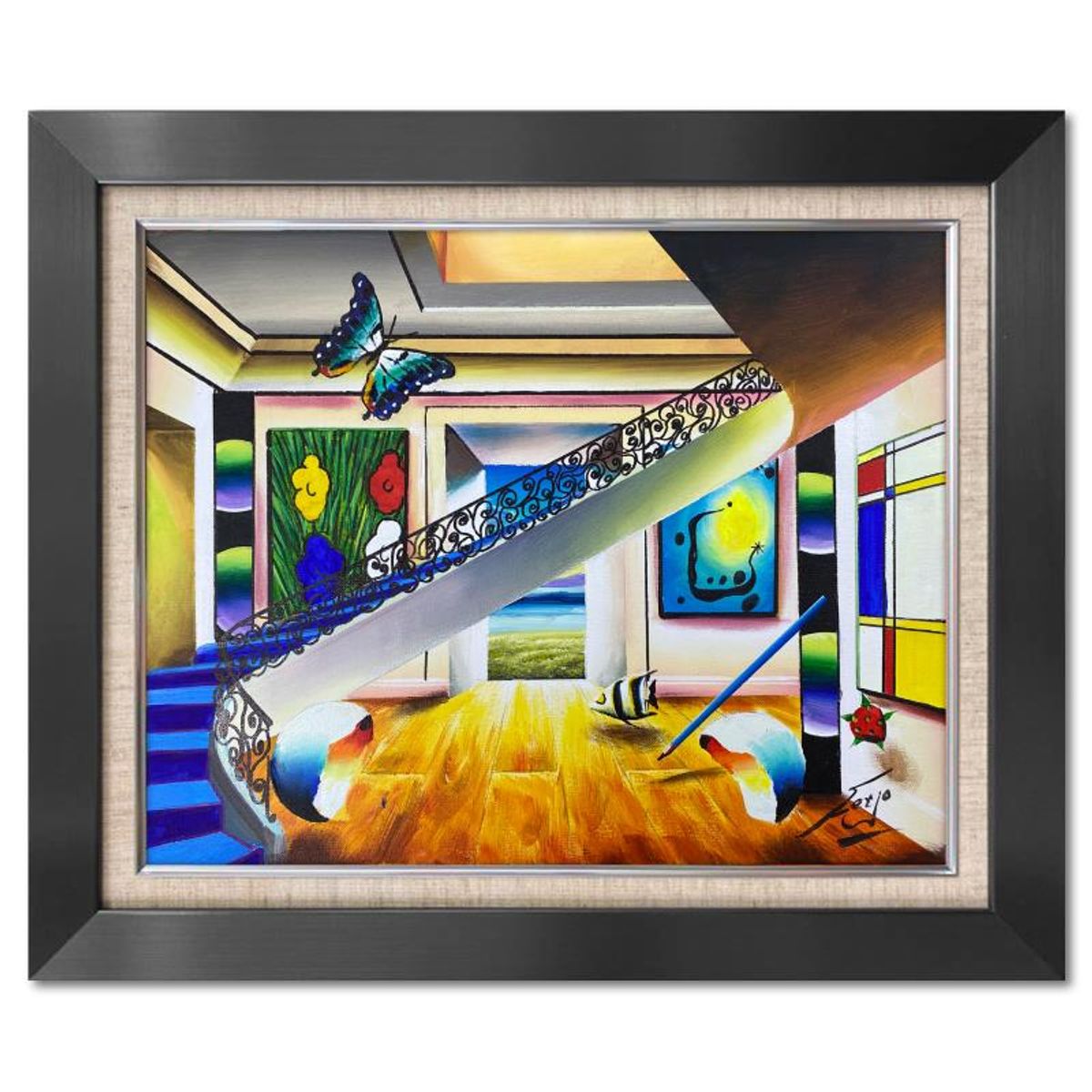 Ferjo, Framed Original Oil Painting on Canvas, Hand Signed with Letter of Authenticity