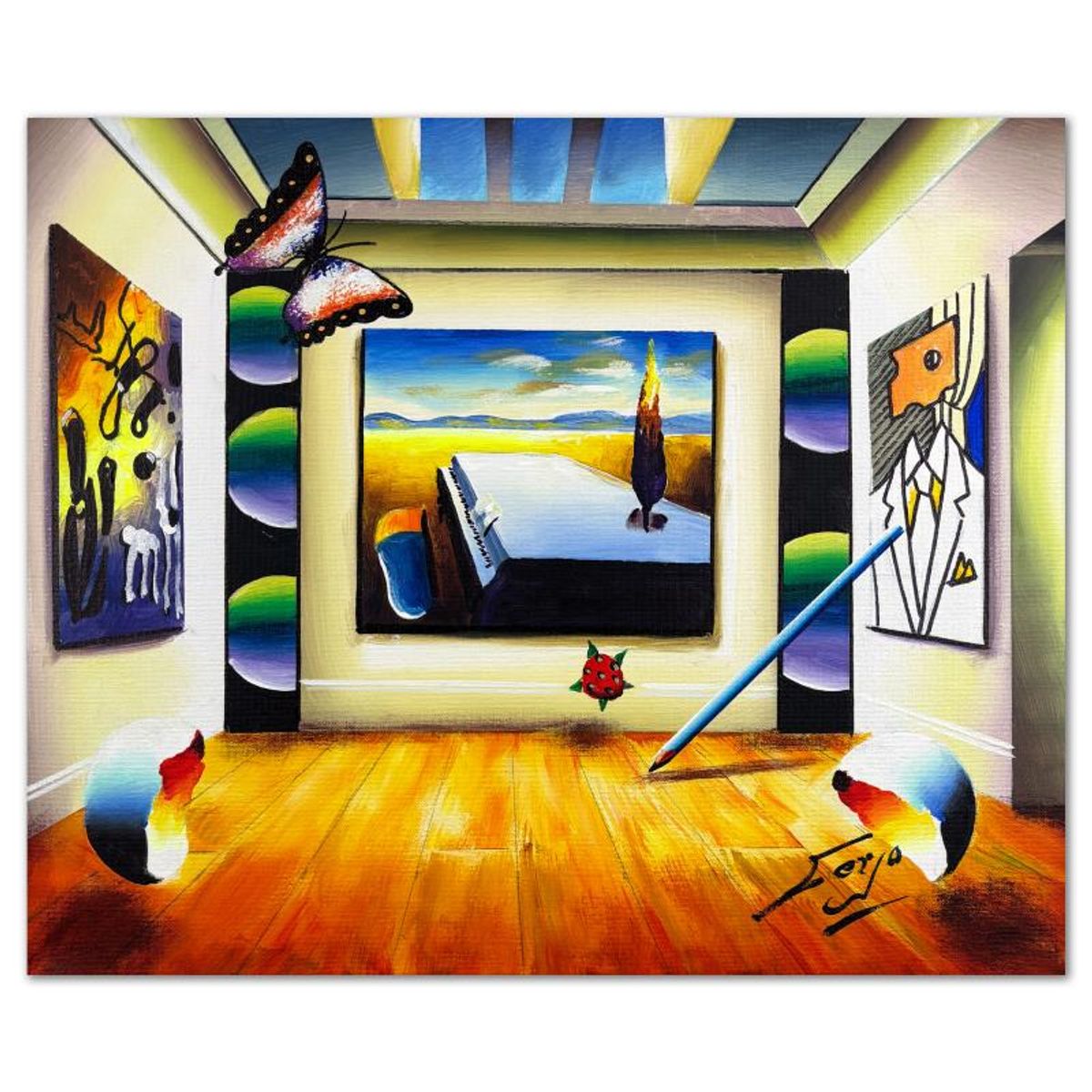 Ferjo, Original Acrylic Painting on Canvas, Hand Signed with Letter of Authenticity.