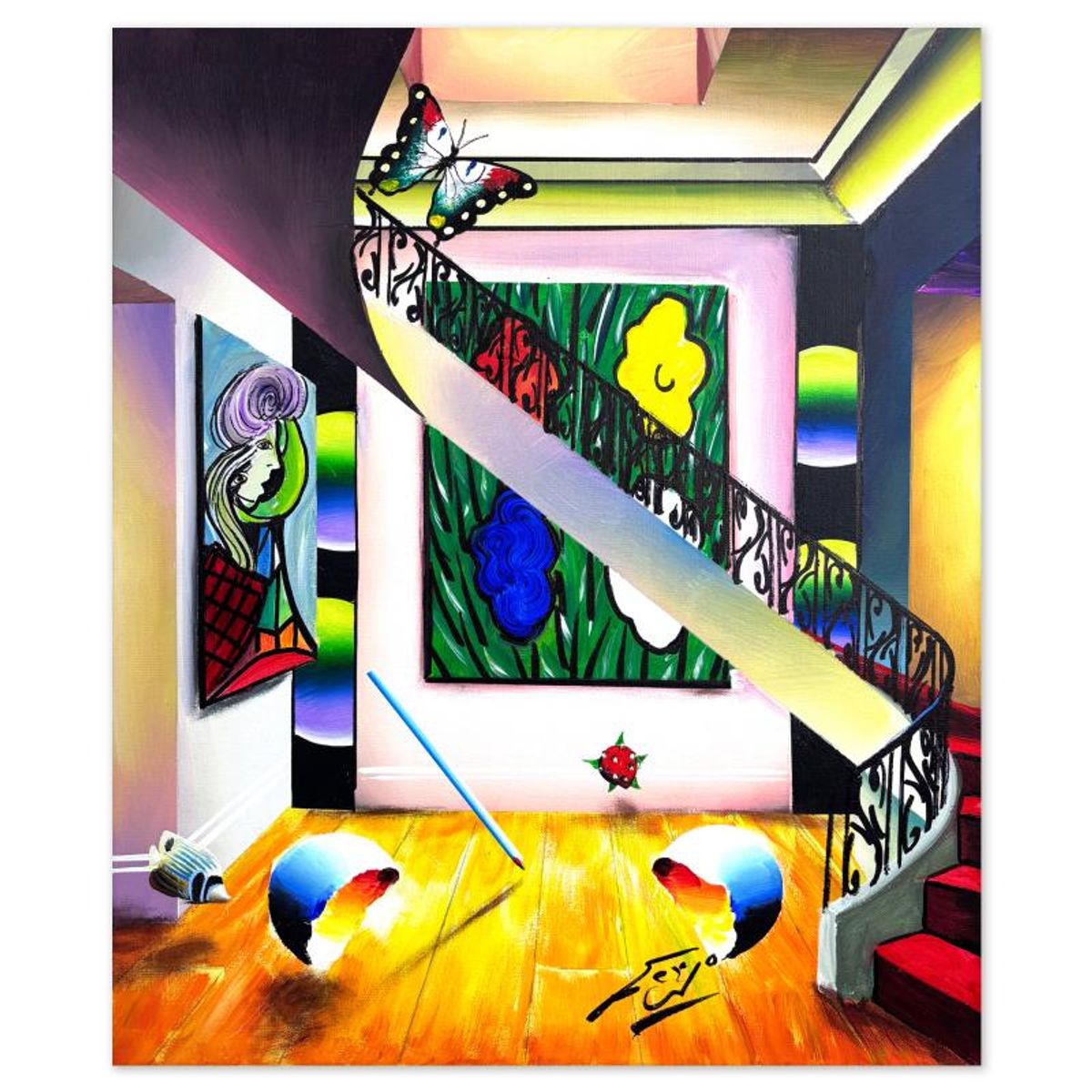 Ferjo, Hand Signed Original Painting on Canvas with Letter of Authenticity.