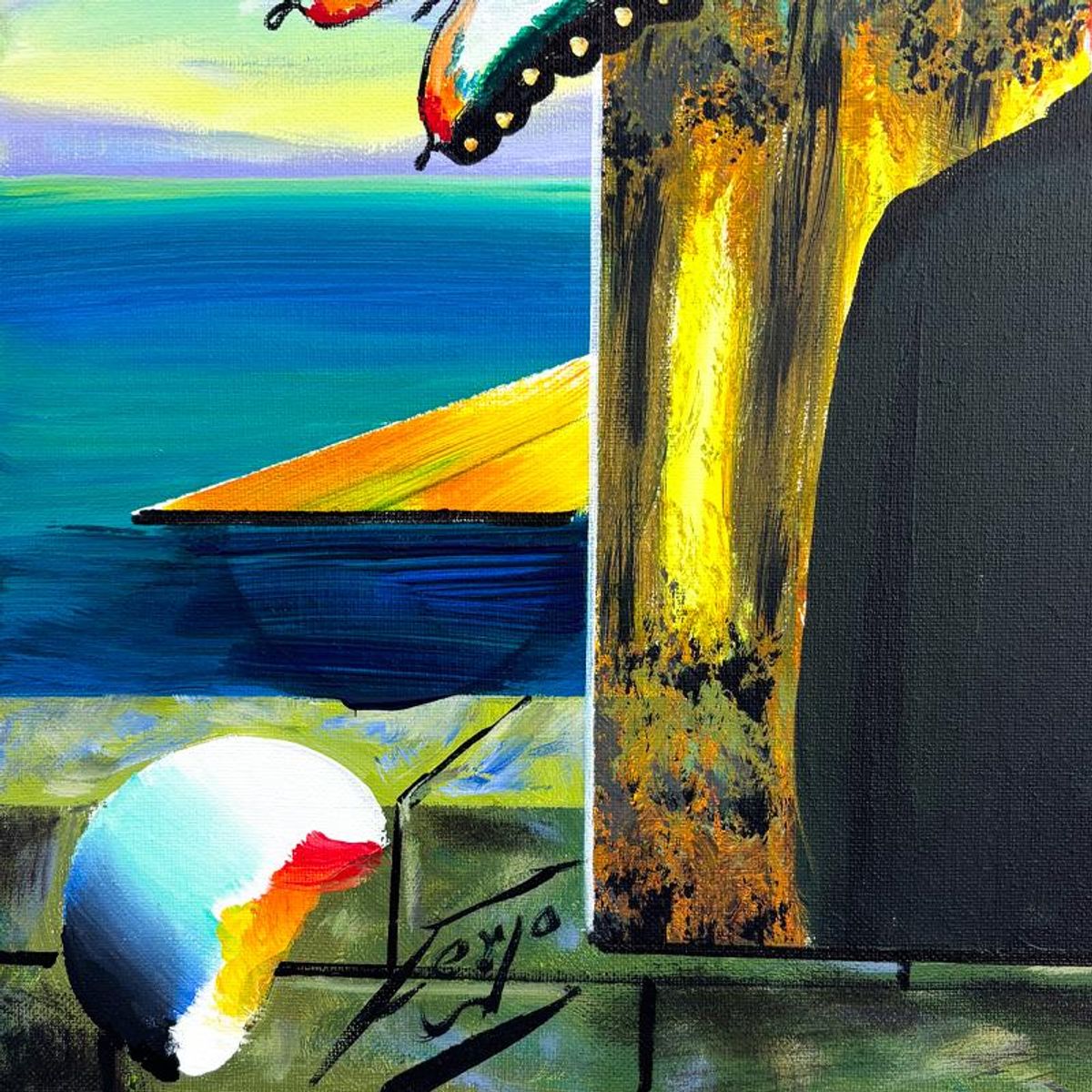 Ferjo, Hand Signed Original Painting on Canvas with Letter of Authenticity.