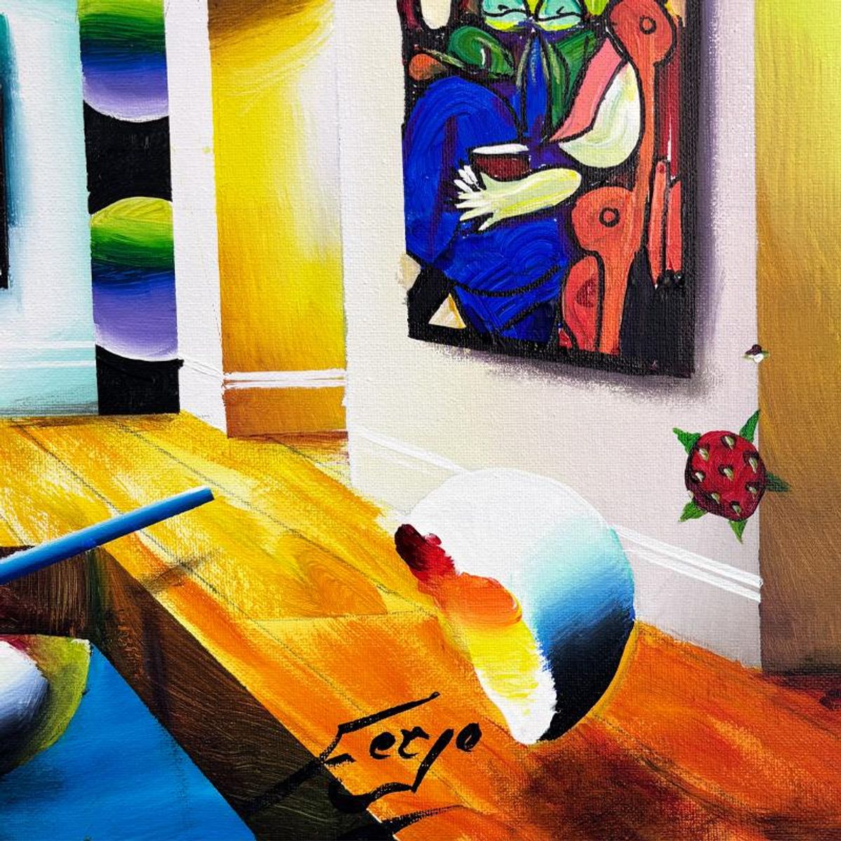 Ferjo, Hand Signed Original Painting on Canvas with Letter of Authenticity.