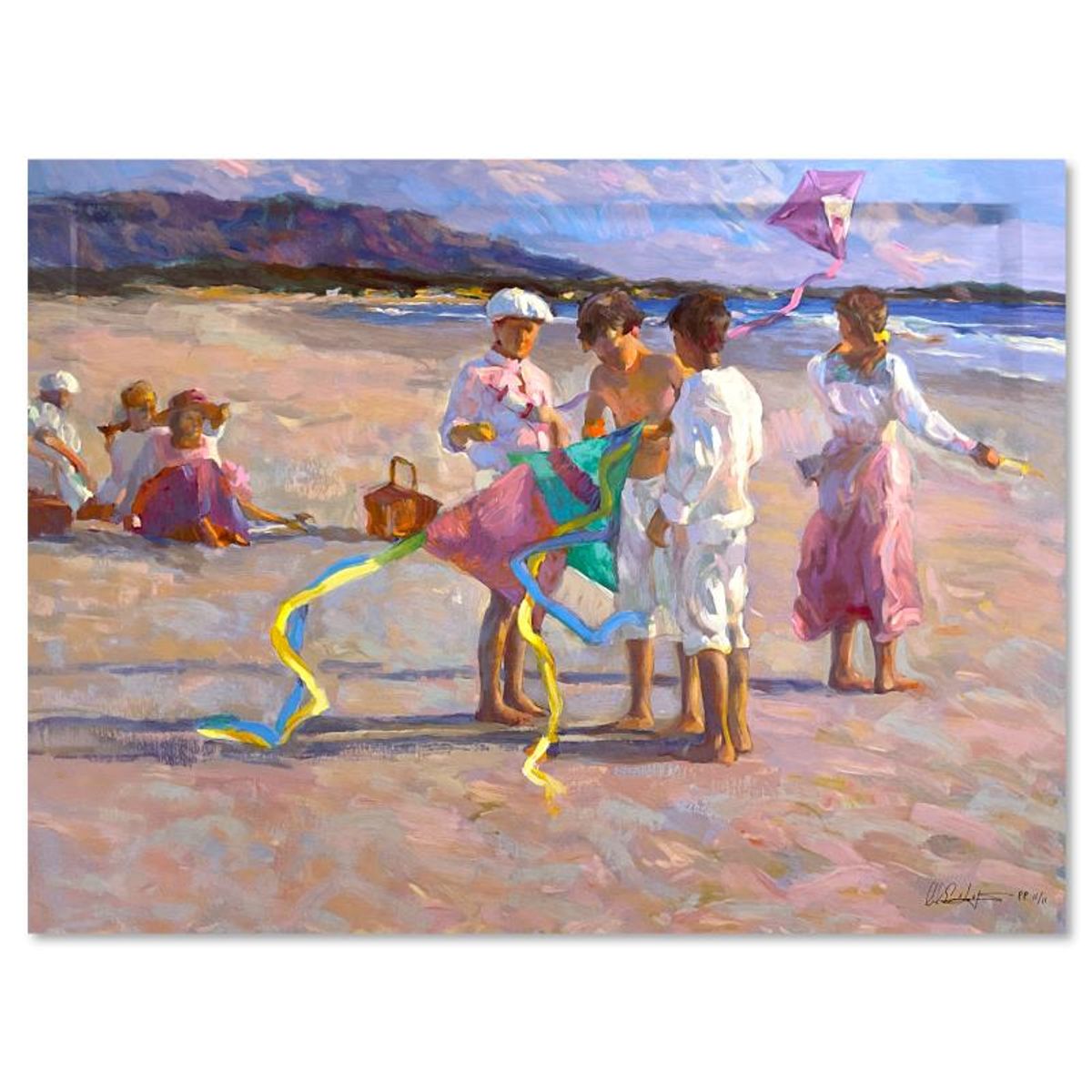 Don Hatfield, "Flying Kites" Limited Edition Printer's Proof on Canvas, Numbered 11/11 and Hand Signed with Letter of Authenticity. (Disclaimer)