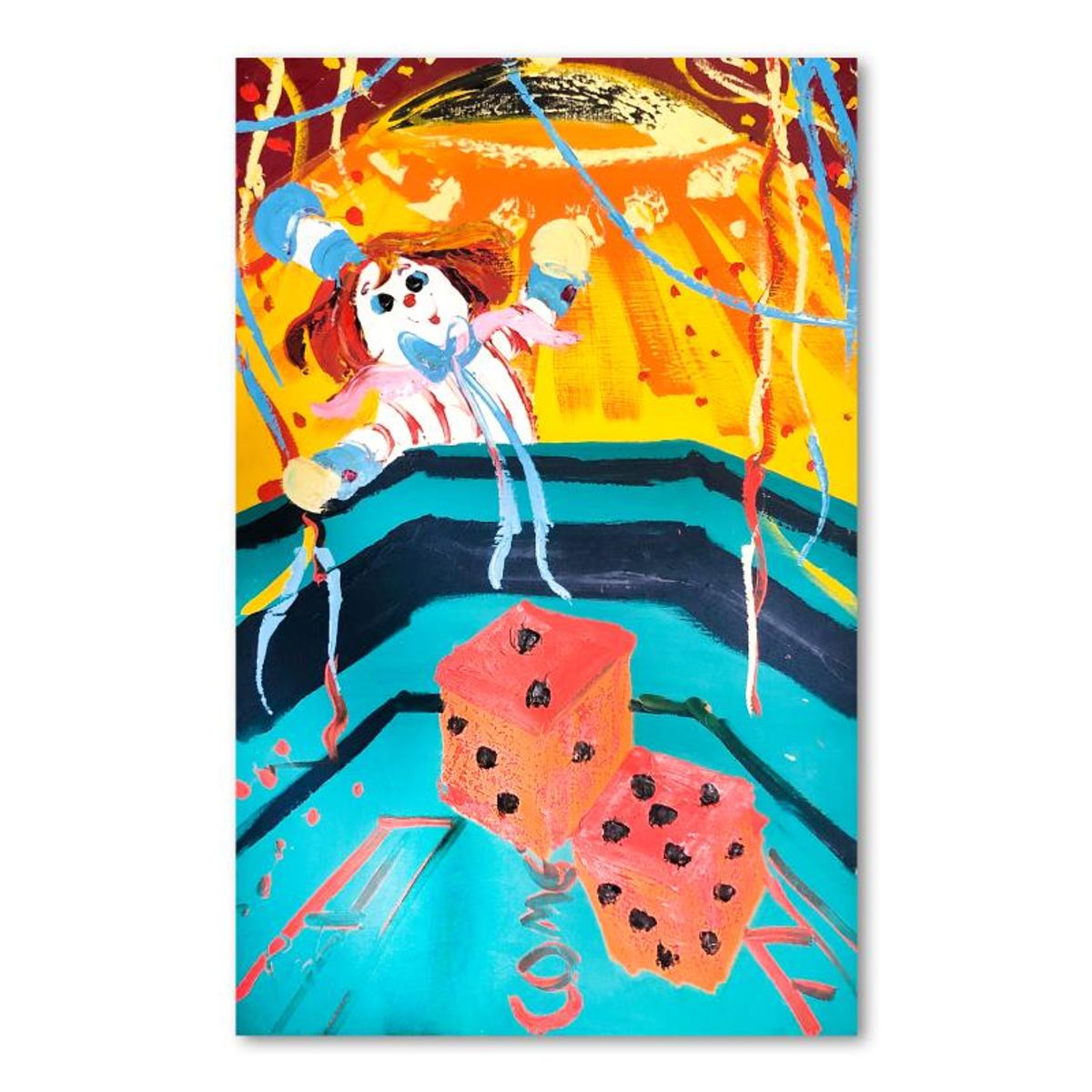 Paul Blaine Henrie (1932-1999), "7 Come 11" Hand Signed Original Painting on Canvas (48"x30") with Letter of Authenticity.
