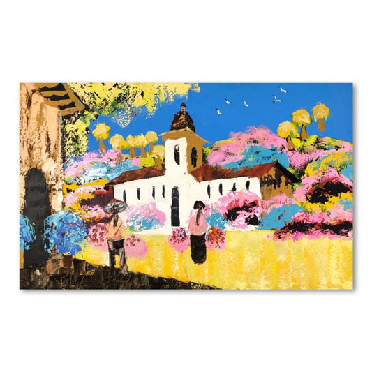 Paul Blaine Henrie (1932-1999), "Memories of Mexico" Hand Signed Original Painting on Canvas (40"x60") with Letter of Authenticity.