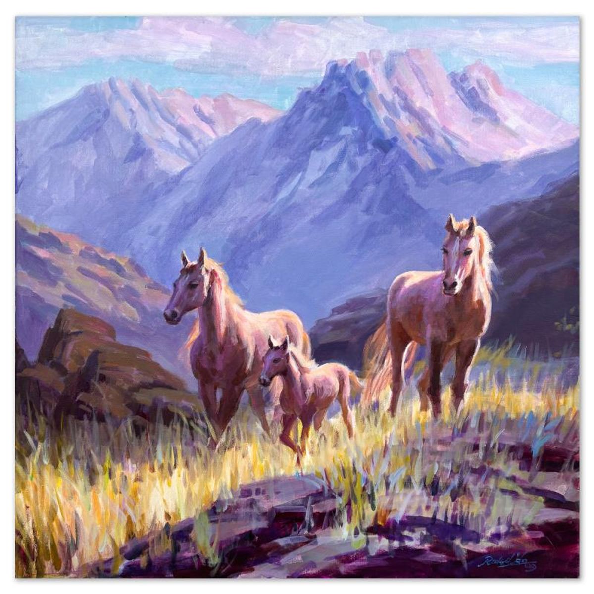 Richard Ho, "Rocky Mountain Pass" Original Acrylic Painting on Canvas, Hand Signed with Letter of Authenticity.