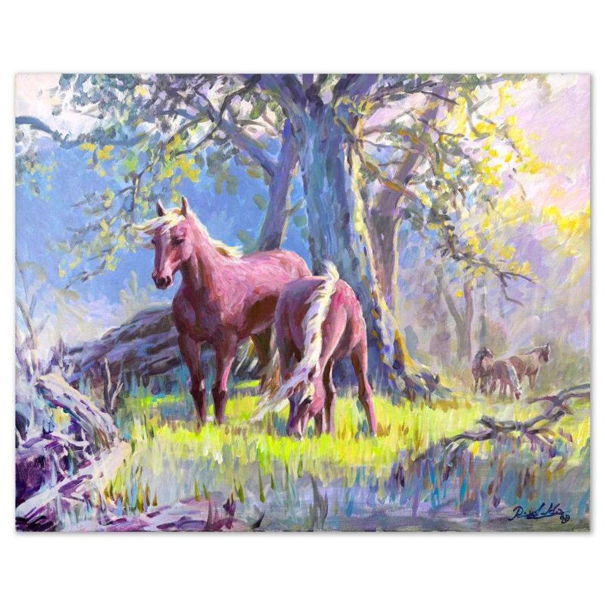 Richard Ho, "Family Outong" Original Acrylic Painting on Canvas, Hand Signed with Letter of Authenticity.