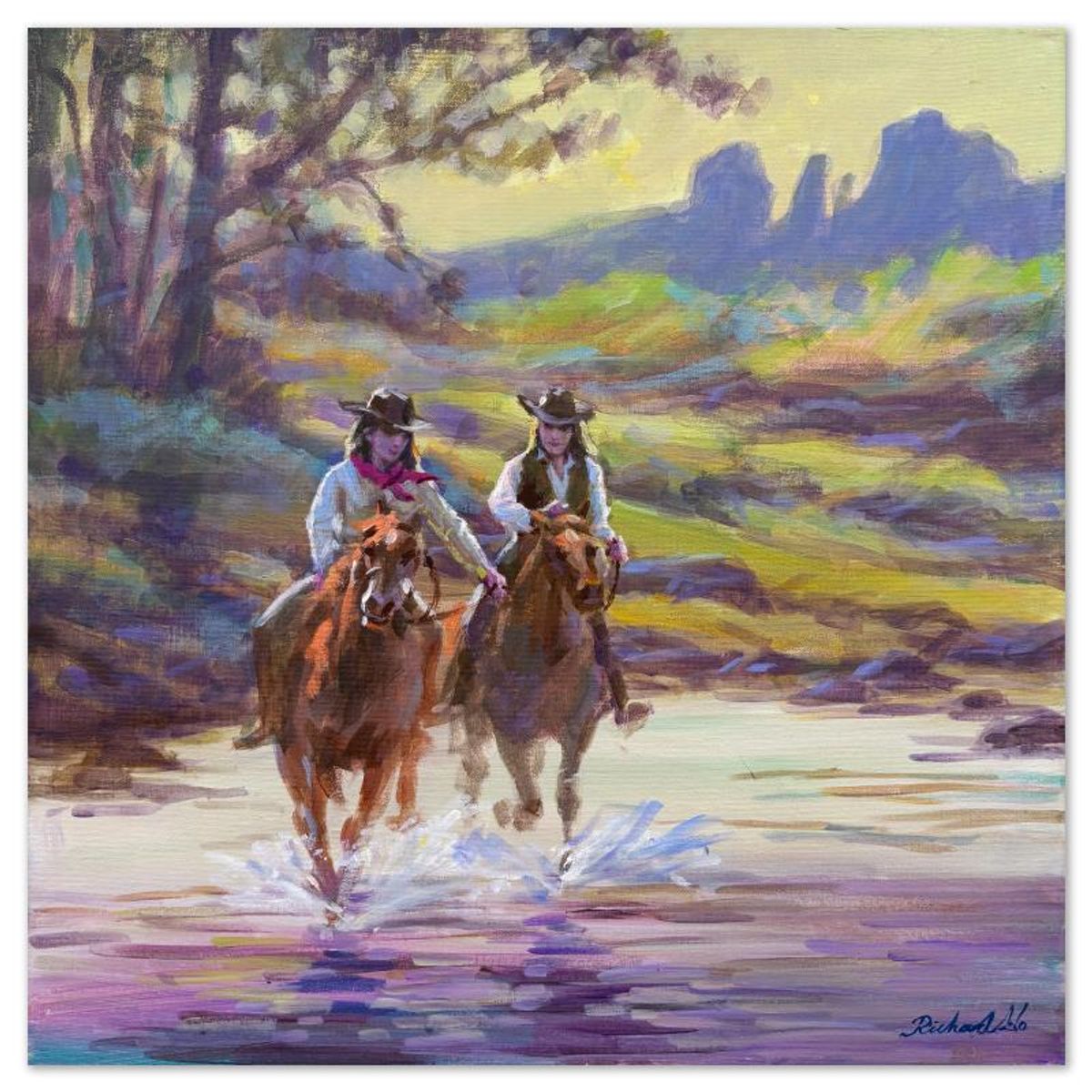 Richard Ho, "Sedona Trail" Original Acrylic Painting on Canvas, Hand Signed with Letter of Authenticity.