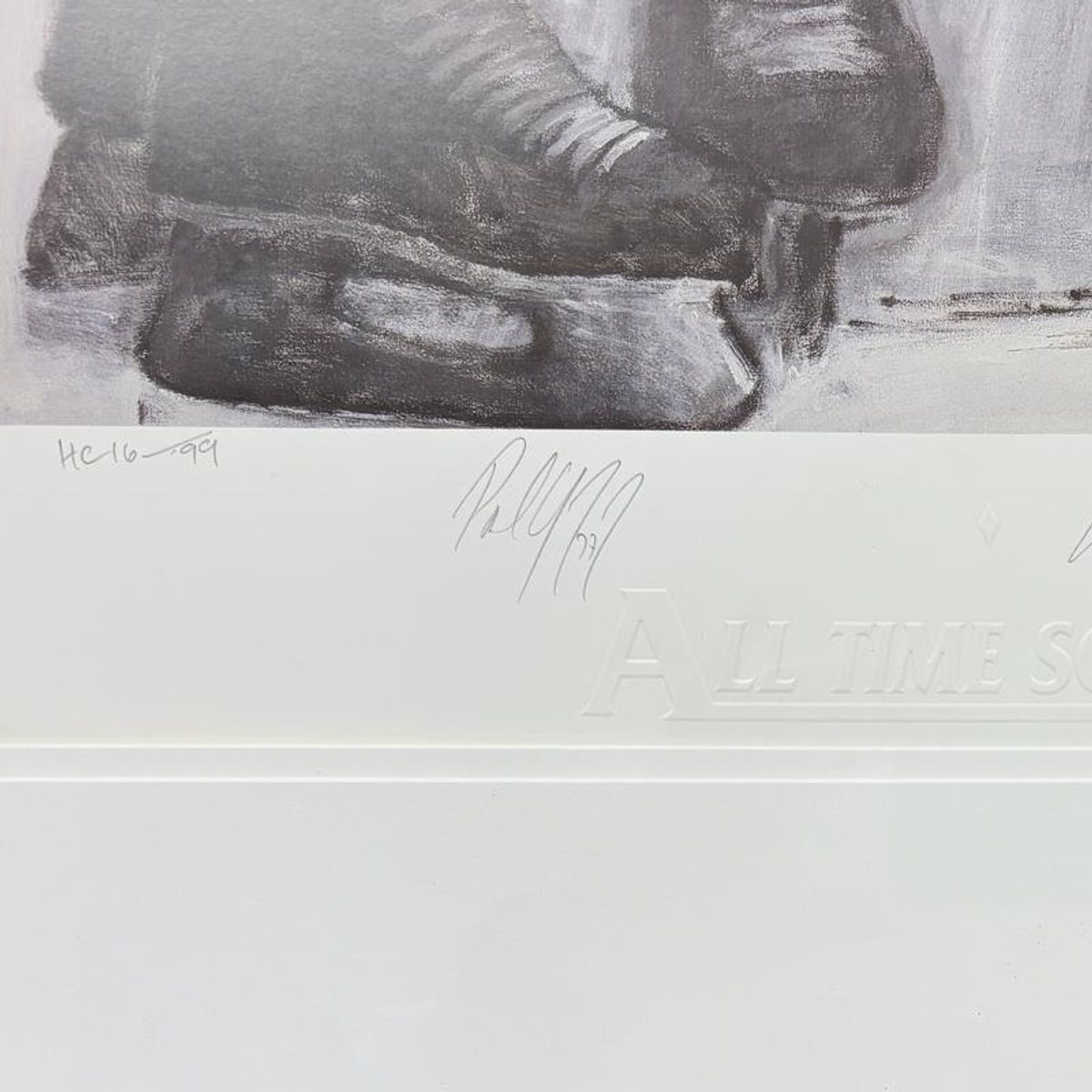 Stephen Holland, "All Time Scorers" Framed Limited Edition Offset Lithograph, HC Numbered 16/99 and Hand Signed by the Artist and Wayne Gretzky with Certificate of Authenticity.