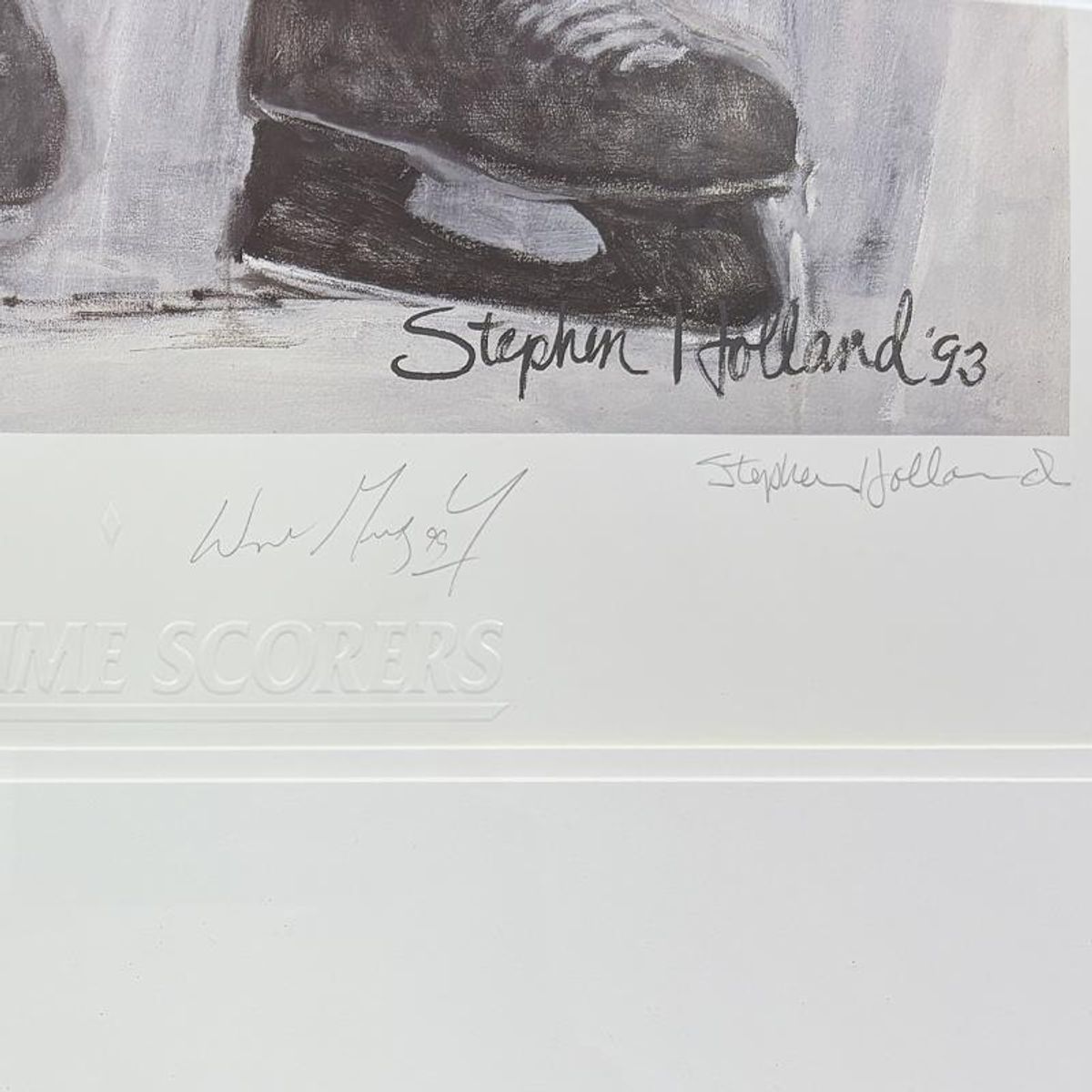 Stephen Holland, "All Time Scorers" Framed Limited Edition Offset Lithograph, HC Numbered 16/99 and Hand Signed by the Artist and Wayne Gretzky with Certificate of Authenticity.