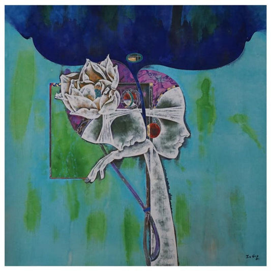 Lu Hong, "Floral Spirit 02" Original Mixed Media Painting, Hand Signed and with Letter of Authenticity.
