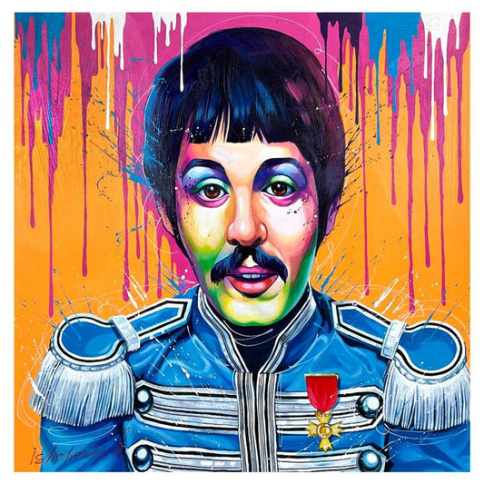 Alexander Ishchenko, "Paul McCartney" Original Acrylic Painting on Canvas, Hand Signed with Letter Authenticity.