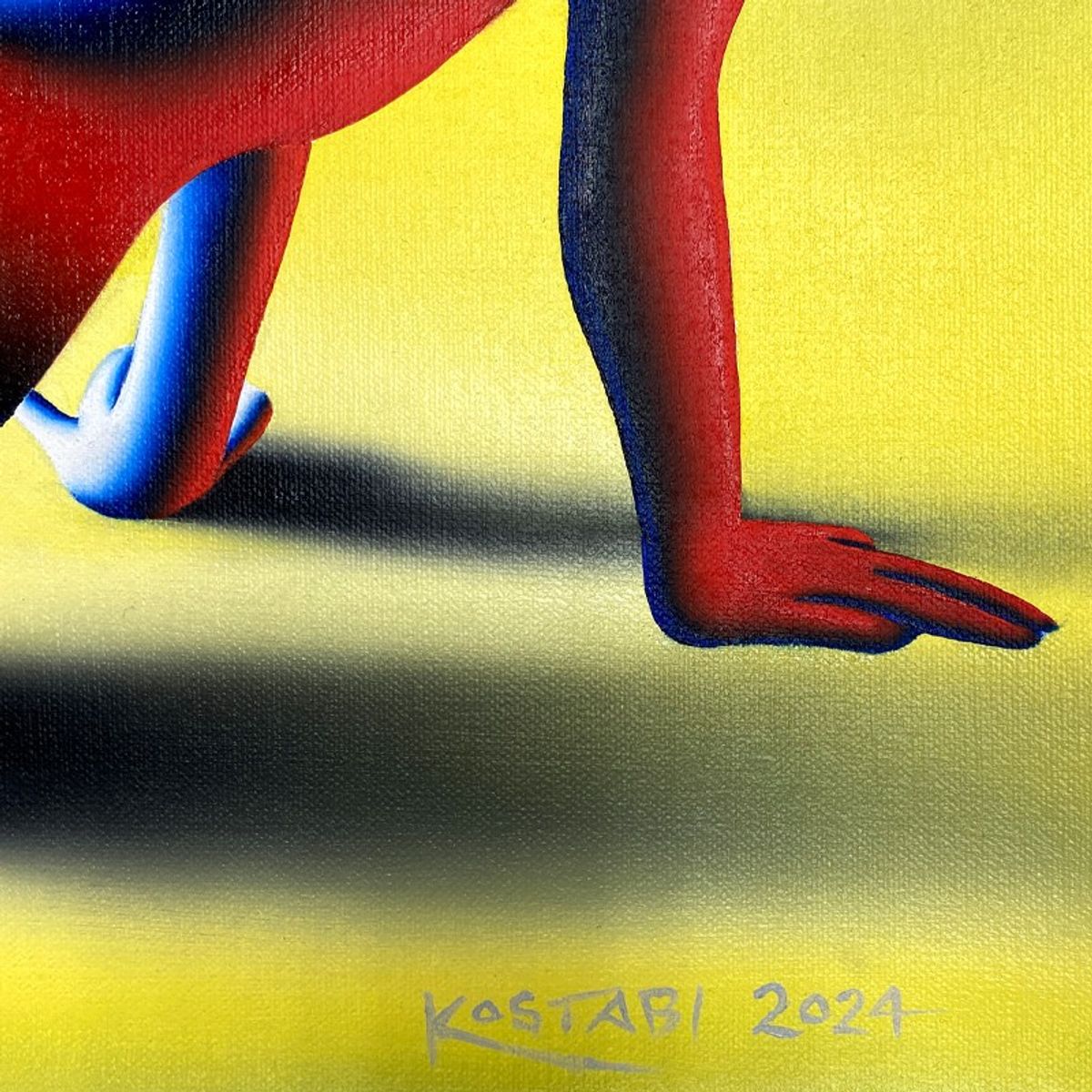 Mark Kostabi, "Take it To the Limit" Framed Original Oil Painting on Canvas, Hand Signed with COA