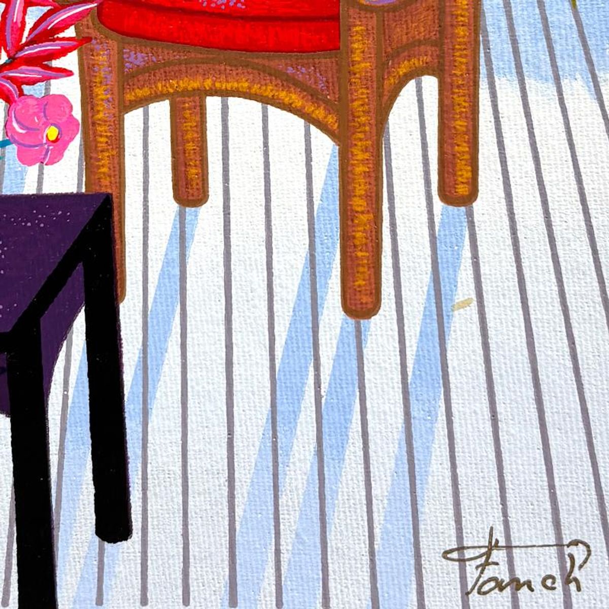 Fanch Ledan, "Loggia a Deauville" Limited Edition Serigraph on Canvas, AP Numbered and Hand Signed with Certificate of Authenticity.