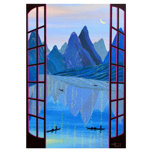 Fanch Ledan, "China Mountains" Limited Edition Serigraph on Canvas, AP Numbered and Hand Signed with Certificate of Authenticity.