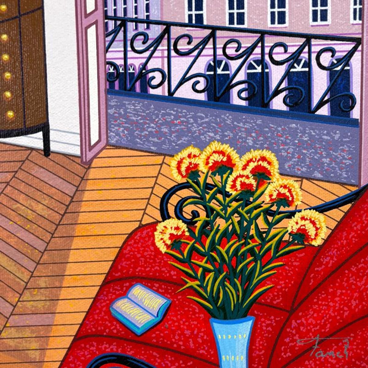 Fanch Ledan, "Salon Max-Arman" Limited Edition Serigraph on Canvas, AP Numbered and Hand Signed with Certificate of Authenticity.
