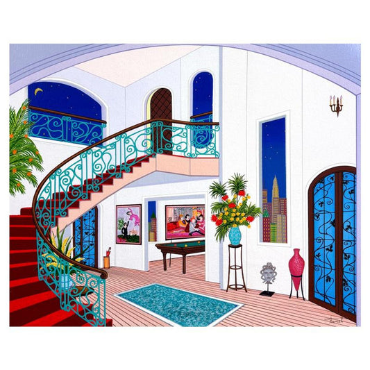 Fanch Ledan, "Interior with Toulouse" Limited Edition Serigraph on Canvas, AP Numbered and Hand Signed with Certificate of Authenticity.