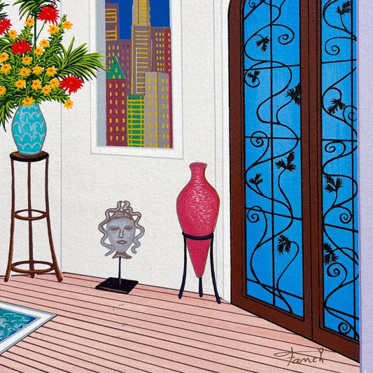 Fanch Ledan, "Interior with Toulouse" Limited Edition Serigraph on Canvas, AP Numbered and Hand Signed with Certificate of Authenticity.