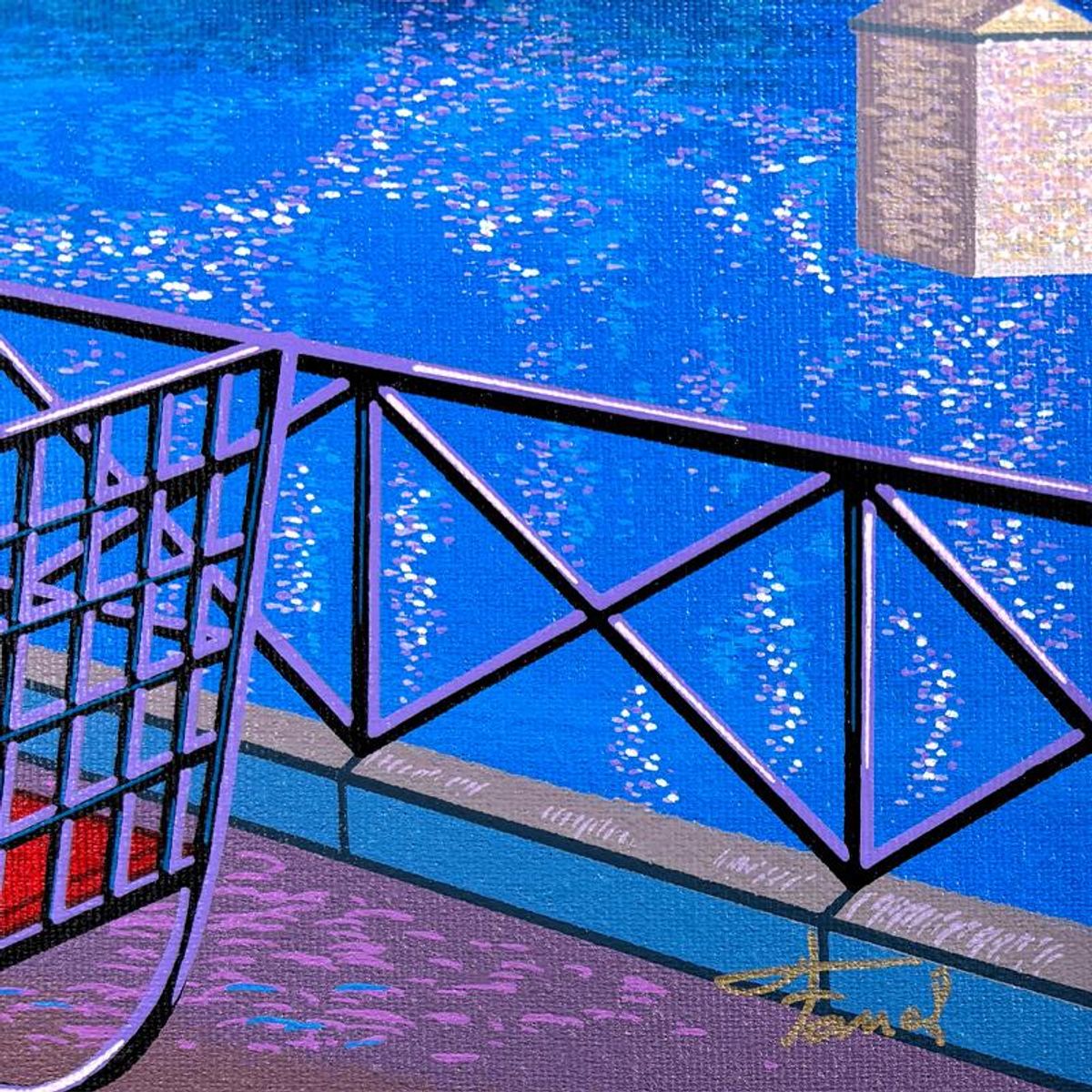 Fanch Ledan, "Paris Pont des Arts" Limited Edition Serigraph on Canvas, AP Numbered and Hand Signed with Certificate of Authenticity.