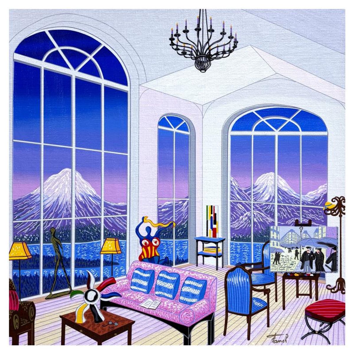 Fanch Ledan, "Interior with Caillebotte" Limited Edition Serigraph on Canvas, AP Numbered and Hand Signed with Certificate of Authenticity.