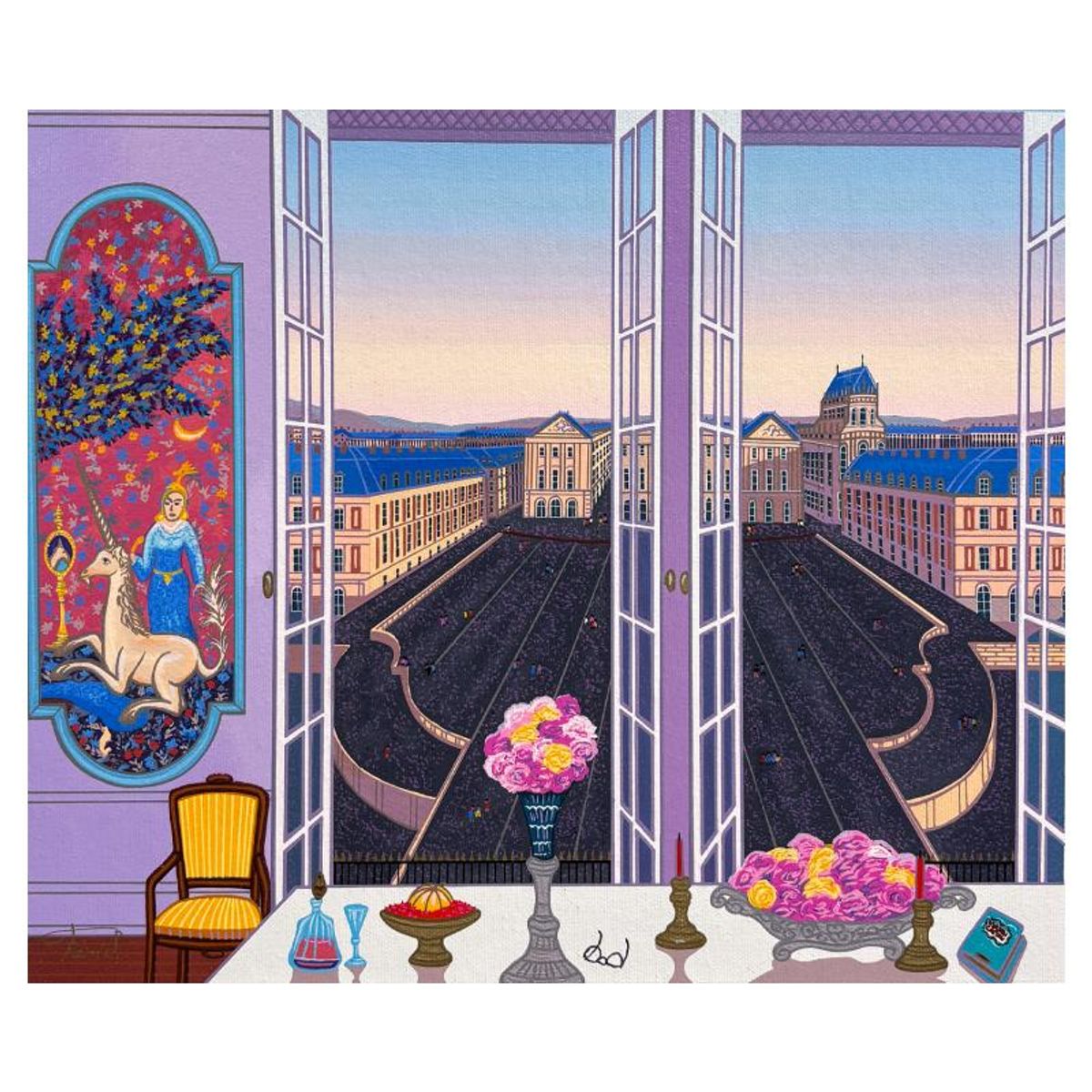 Fanch Ledan, "Le Chateau Versailles" Limited Edition Serigraph on Canvas, AP Numbered and Hand Signed with Certificate of Authenticity.