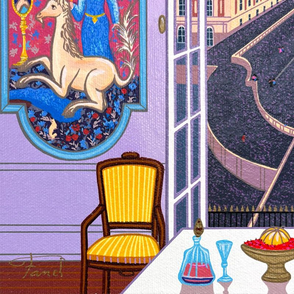 Fanch Ledan, "Le Chateau Versailles" Limited Edition Serigraph on Canvas, AP Numbered and Hand Signed with Certificate of Authenticity.