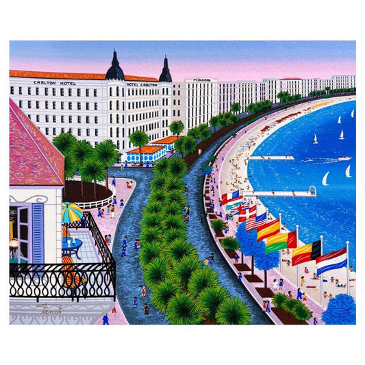 Fanch Ledan, "Festival de Cannes" Limited Edition Serigraph on Canvas, AP Numbered and Hand Signed with Certificate of Authenticity.