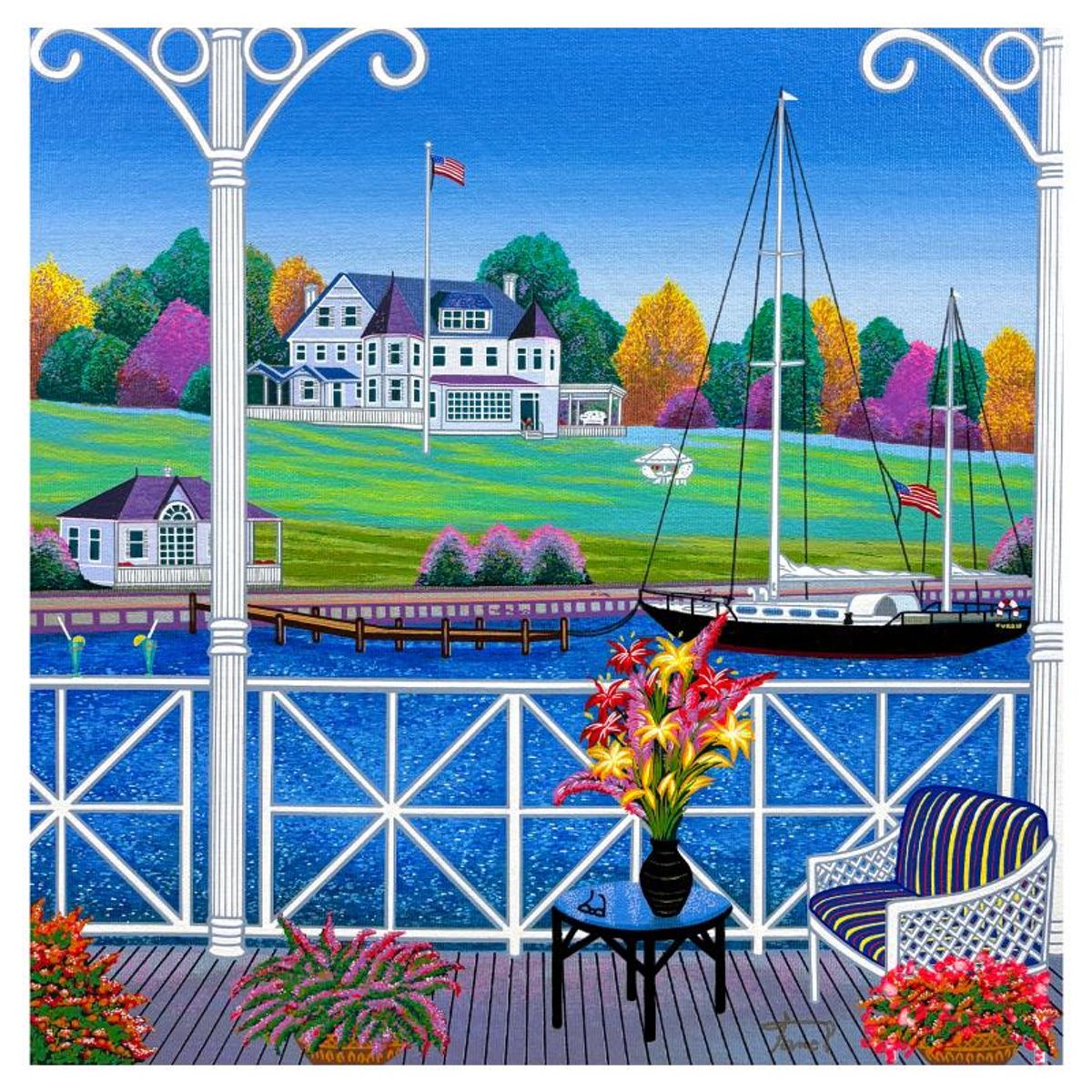 Fanch Ledan, "East Coast Atmosphere II" Limited Edition Serigraph on Canvas, AP Numbered and Hand Signed with Certificate of Authenticity.