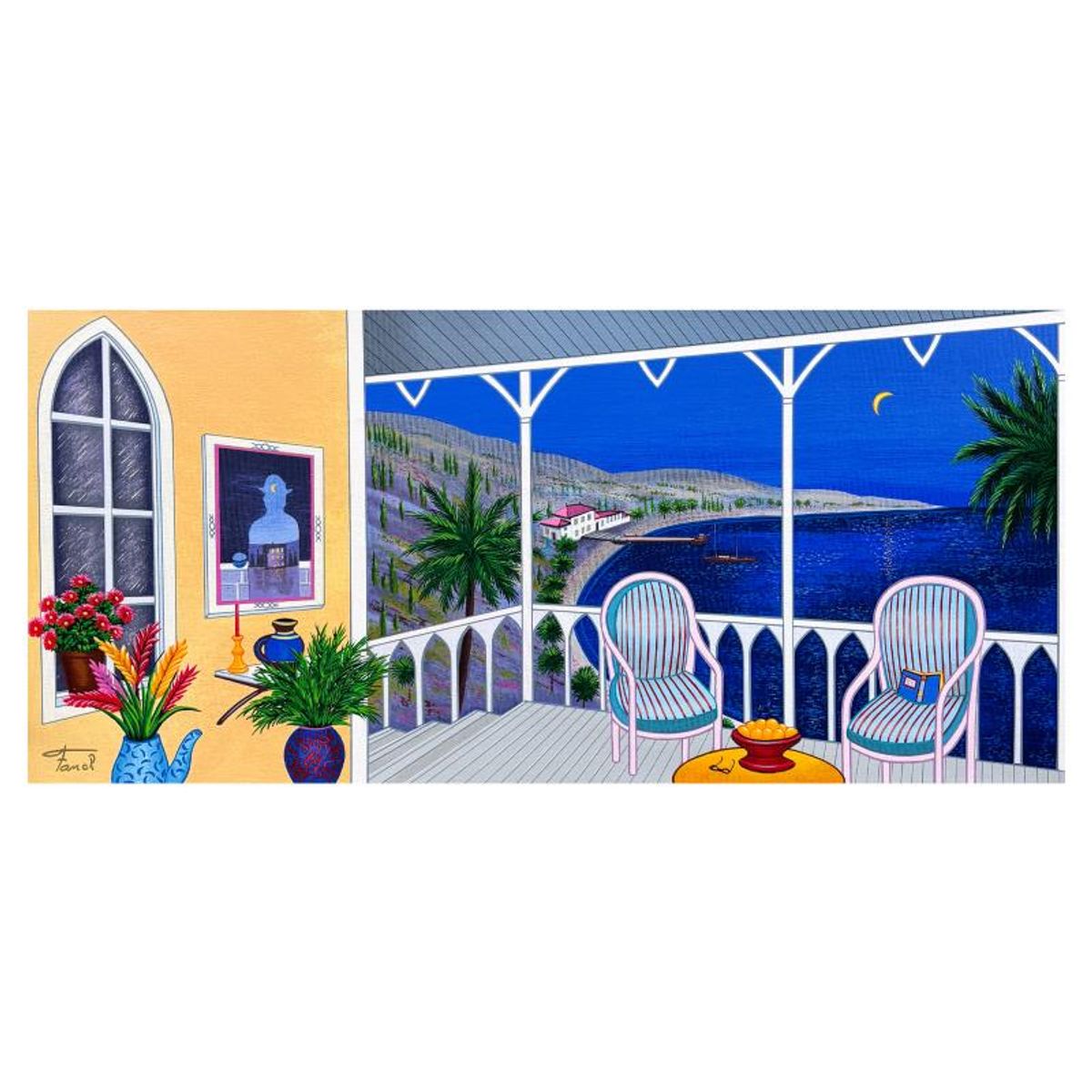 Fanch Ledan, "Summer Night in Aculpoco" Limited Edition Serigraph on Canvas, AP Numbered and Hand Signed with Certificate of Authenticity.
