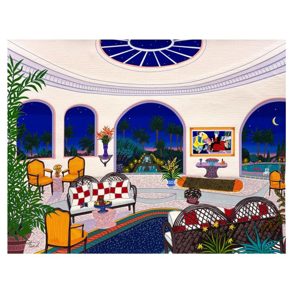 Fanch Ledan, "Tropical Nights" Limited Edition Serigraph on Canvas, AP Numbered and Hand Signed with Certificate of Authenticity.