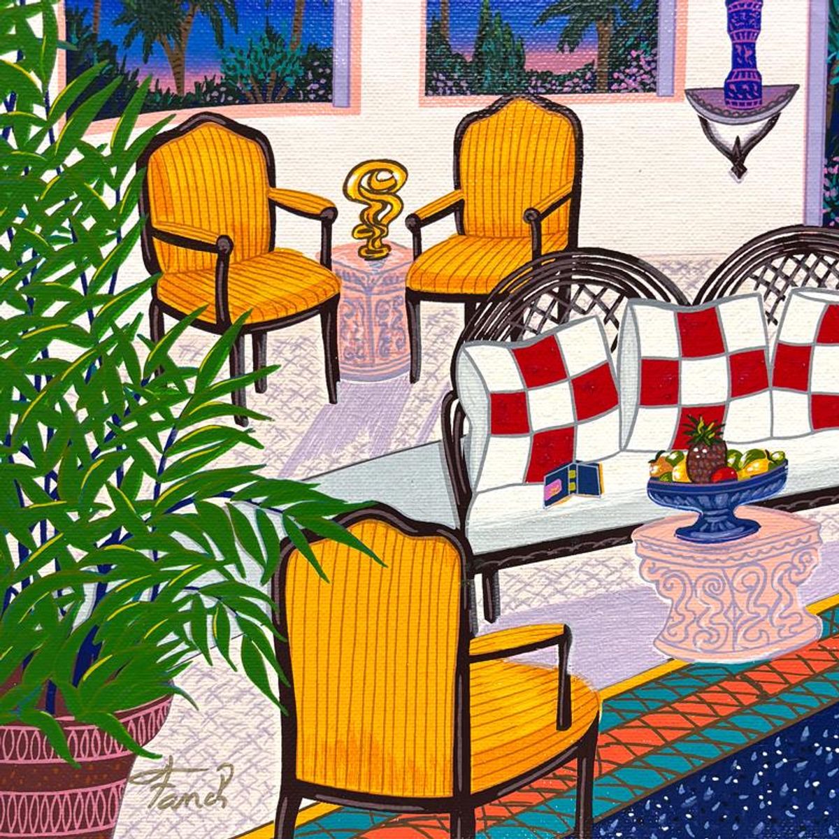 Fanch Ledan, "Tropical Nights" Limited Edition Serigraph on Canvas, AP Numbered and Hand Signed with Certificate of Authenticity.