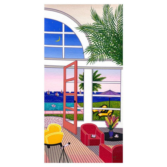 Fanch Ledan, "Poolhouse in Palm Beach" Limited Edition Serigraph on Canvas, AP Numbered and Hand Signed with Certificate of Authenticity.