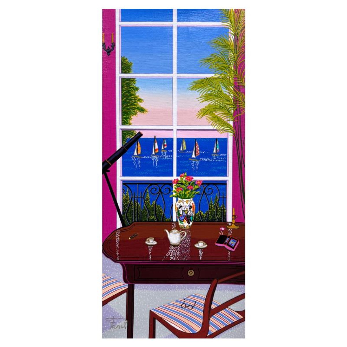Fanch Ledan, "La Longueur" Limited Edition Serigraph on Canvas, AP Numbered and Hand Signed with Certificate of Authenticity.