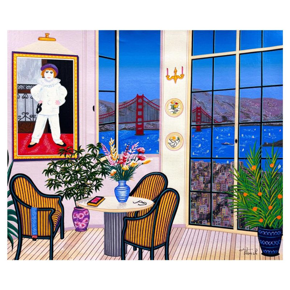 Fanch Ledan, "Penthouse by the Bay" Limited Edition Serigraph on Canvas, AP Numbered and Hand Signed with Certificate of Authenticity.