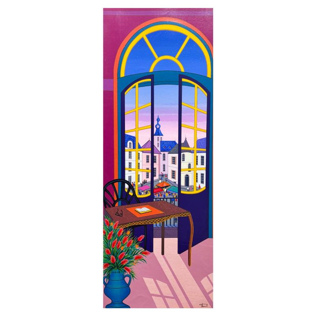 Fanch Ledan, "Pessac Village" Limited Edition Serigraph on Canvas, AP Numbered and Hand Signed with Certificate of Authenticity.