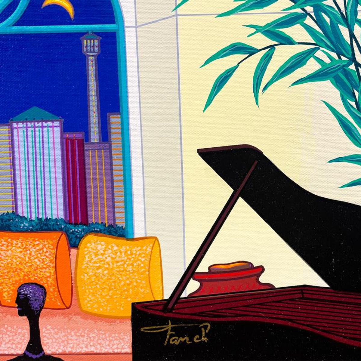 Fanch Ledan, "Sydney Nights" Limited Edition Serigraph on Canvas, AP Numbered and Hand Signed with Certificate of Authenticity.
