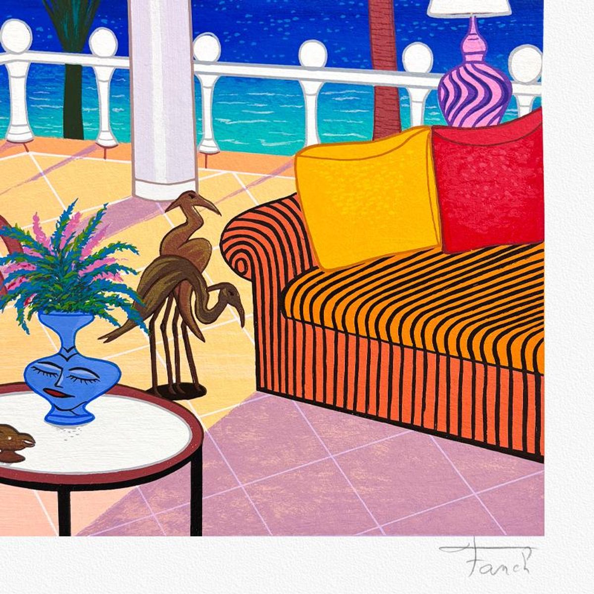 Fanch Ledan, "Ipanema Villa" Limited Edition Serigraph, AP Numbered and Hand Signed with Letter of Authenticity.