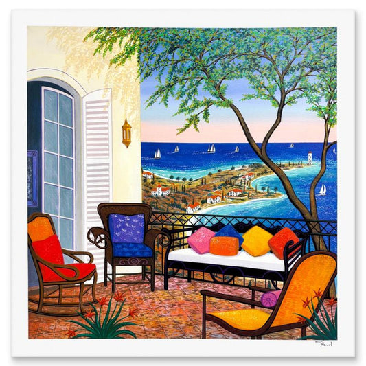 Fanch Ledan, "View of Cape Ferrat" Limited Edition Serigraph, AP Numbered and Hand Signed with Letter of Authenticity.