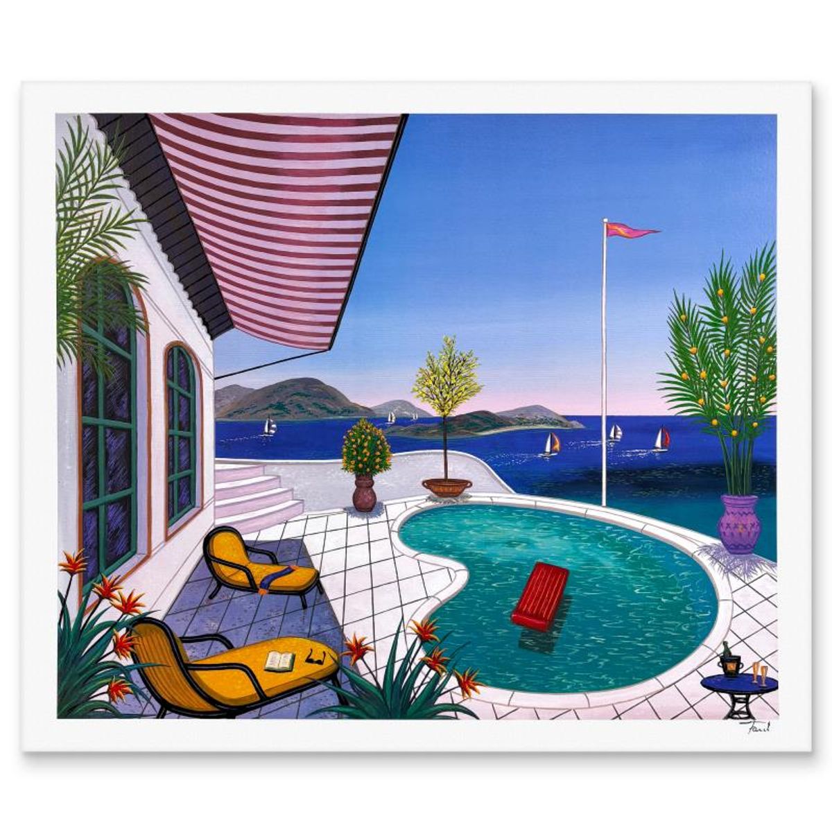Fanch Ledan, "Piscine Palette" Limited Edition Serigraph, AP Numbered and Hand Signed with Letter of Authenticity.