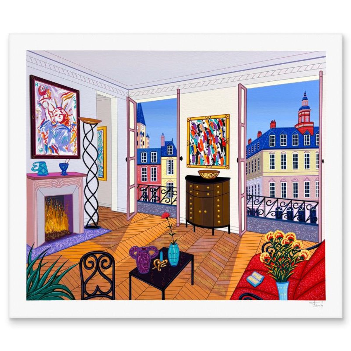 Fanch Ledan, "Salon Max-Arman" Limited Edition Serigraph, AP Numbered and Hand Signed with Letter of Authenticity.