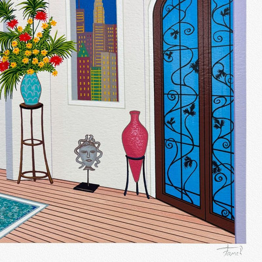 Fanch Ledan, "Interior with Toulouse" Limited Edition Serigraph, AP Numbered and Hand Signed with Letter of Authenticity.