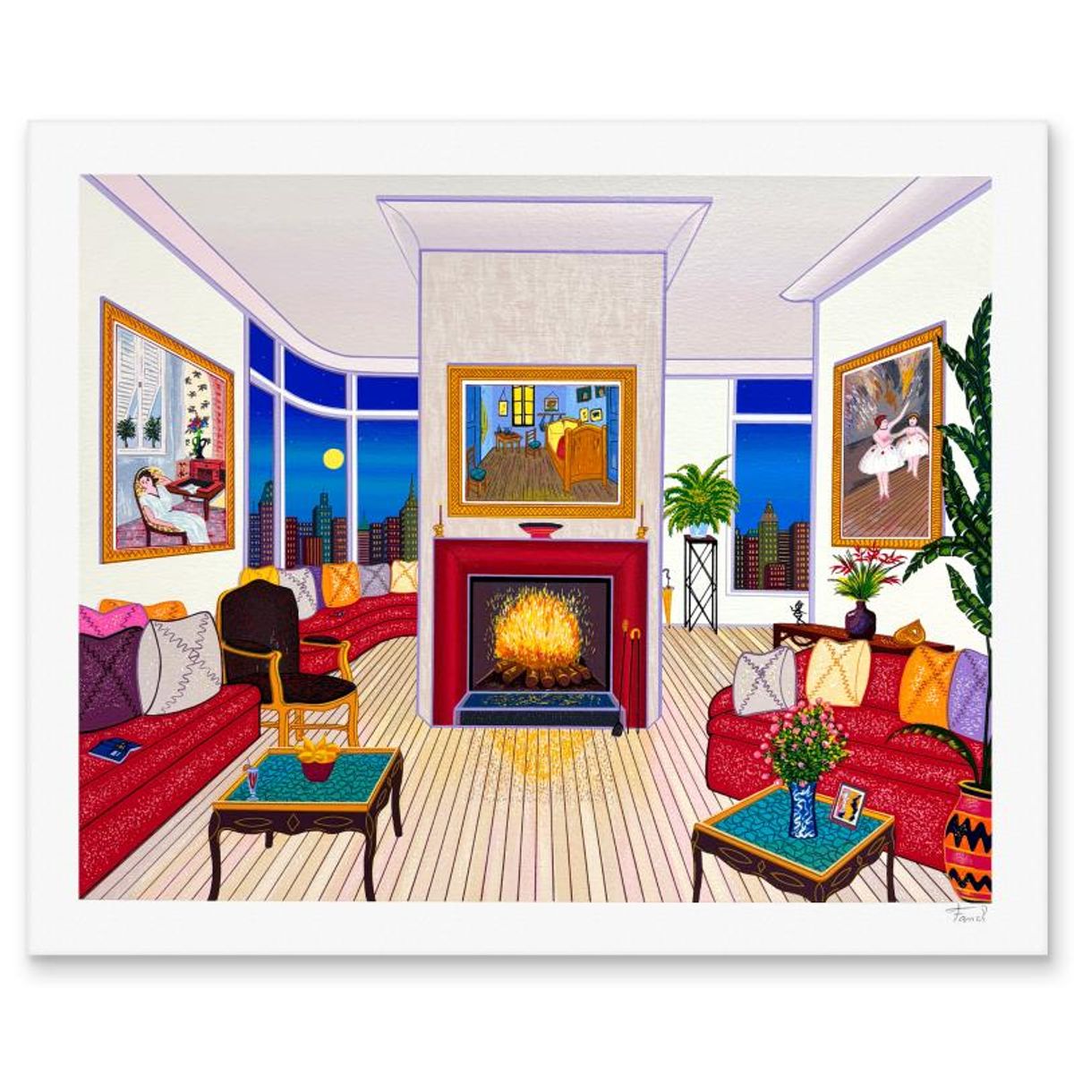 Fanch Ledan, "Interior with Van Gogh" Limited Edition Serigraph, AP Numbered and Hand Signed with Letter of Authenticity.