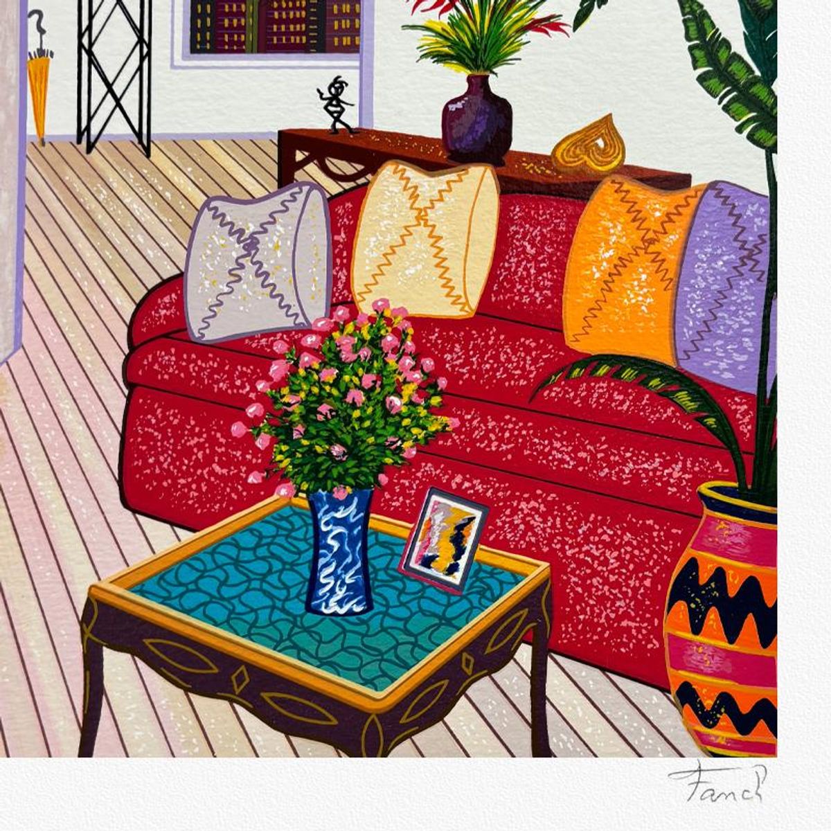 Fanch Ledan, "Interior with Van Gogh" Limited Edition Serigraph, AP Numbered and Hand Signed with Letter of Authenticity.