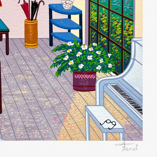 Fanch Ledan, "Interior with Seurat" Limited Edition Serigraph, AP Numbered and Hand Signed with Letter of Authenticity.