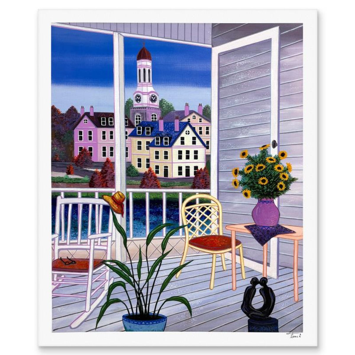 Fanch Ledan, "Porch in Virginia" Limited Edition Serigraph, AP Numbered and Hand Signed with Letter of Authenticity.