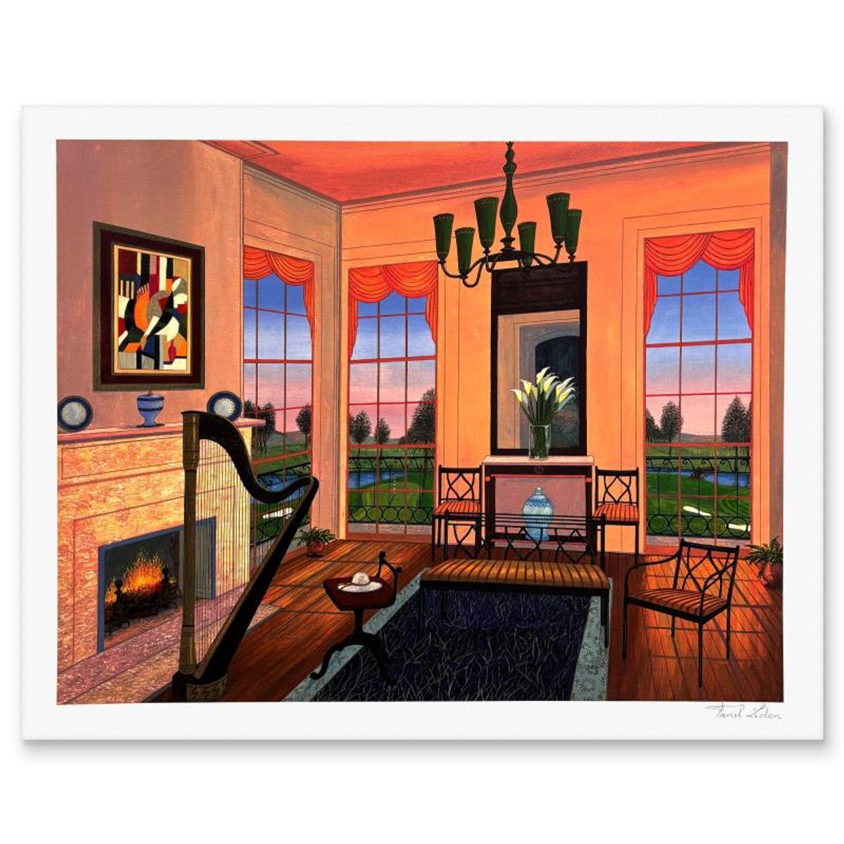 Fanch Ledan, "Art Room With a View" Limited Edition Serigraph, AP Numbered and Hand Signed with Letter of Authenticity.